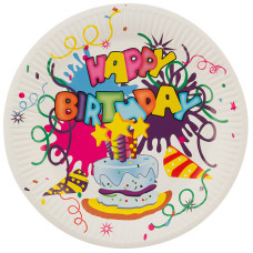 Набор бумажных тарелок "Happy Birthday" Волшебная страна 23 см, 6 шт /4