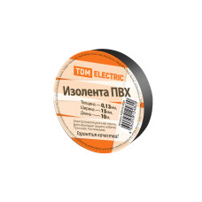 Изолента TDM ПВХ 0,13*15мм,10м, черная 10/350
