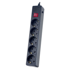 Cетевой фильтр Perfeo "POWER+", 5,0м, 5 розеток, черный (PF-PP-5/5,0-B) /30