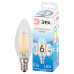 ЭРА Лампа светодиодная QX F-LED-6 Ват-B35-2700K-E27  филаментная (арт.F-LED B35-7W-827-E27) 2/10/100