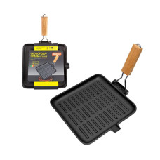 Сковорода-гриль чугунная с дерев складной ручкой, квадратной формы, PADELLA, 28*28 см Mallony 1/28 Сковорода-гриль чугунная с дерев складной ручкой, квадратной формы, PADELLA, 28*28 см Mallony 1/28