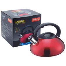 Чайник из нерж. стали MAL-103-R, 3 литра, красный, со свистком, цельнометаллический 1/6 Чайник из нерж. стали MAL-103-R, 3 литра, красный, со свистком, цельнометаллический 1/6