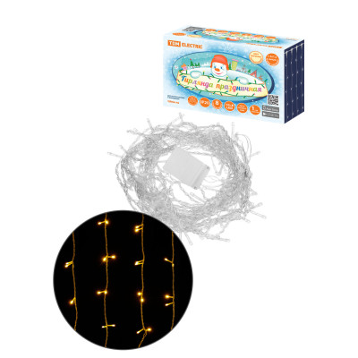 Гирлянда светодиодная "Занавес" 1,5х1,5 м, 168LED, белый тёплый, 8 режимов, 250 В, IP20, TDM Гирлянда светодиодная "Занавес" 1,5х1,5 м, 168LED, белый тёплый, 8 режимов, 250 В, IP20, TDM