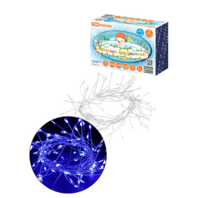 Гирлянда светодиодная "Самоцветы" 100LED, 2 м, синий, USB, IP20, TDM