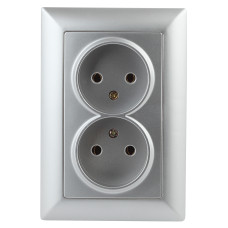 Розетка 2х2P, 16А-250В, 4-204-03 Intro СУ, Solo, IP20, алюминий 10/100 Розетка 2х2P, 16А-250В, 4-204-03 Intro СУ, Solo, IP20, алюминий 10/100