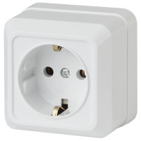 Розетка 1м ОП 2P+E Schuko, 16АХ-250В, 2-202-01  Intro ОУ, Quadro, IP20, белый /мин.пар.2шт