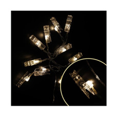 Гирлянда светодиодная "Прищепки" 10LED р.5,5*1,5см, 1,70м, цвет белый теп,пит.2шт AA (в ком не вход)