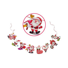 Гирлянда бумажная "Веселый Дед Мороз" фигурки: 18*21см х 8 шт, длина 3м 12/144