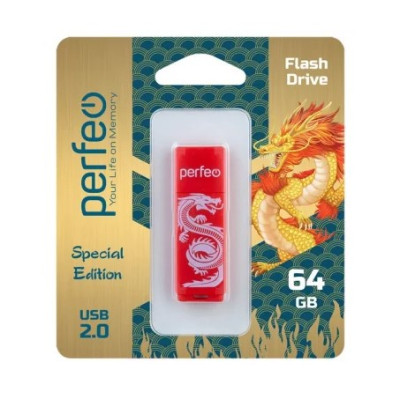 Perfeo USB флэш-диск 64GB C04 Red Dragon 10/100