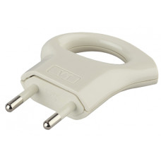 Вилка б/з с кольцом ЭРА непрямой вывод 6А белая V1 /10 /мин.пар.2шт