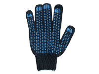 Перчатки х/б 7,5кл 6-нитка с ПВХ ЧЕРНАЯ ПРОТЕКТОР  БЕЗ МАРКИРОВКИ