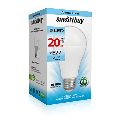 Smartbuy Лампа светодиодная LED A65 20Вт 4000К Е27 1/100