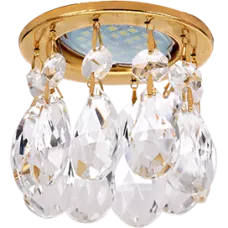 Точечный светильник Ecola MR16 CR1006 GU5.3 Glass 84*10, с капл. хруст. на прям.подв прозр/золот ЦЕН Точечный светильник Ecola MR16 CR1006 GU5.3 Glass 84*10, с капл. хруст. на прям.подв прозр/золот ЦЕН
