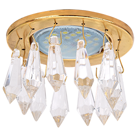 Точечный светилиник Ecola MR16 CR1003 GU5.3 Glass 84*76 стек круг с хруст. на кор. подвесе прозр/зол