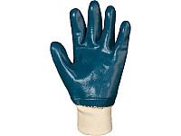 Перчатки раб.,трик., с покрыт., из синего нитрила с подкладкой(Джерси), защит. манжета(трикотаж) L