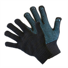 Перчатки Х/Б с ПВХ покрытием 6-нитка 10 кл вязки (черные Профи) 10 БЕЗ МАРКИРОВКИ /мин.пар.10пар