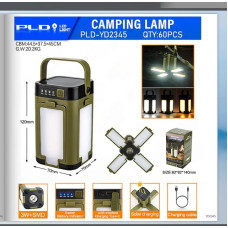 Фонарь кемпинговый PLD-YD-2345, инд. батареи, type-c, солн. батарея