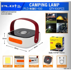 Фонарь кемпинговый PLD-100, магнит, солн. батарея. power bank, type-c