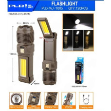 Фонарь ручной аккум. PLD-WJ-1005 COB (доп. бок. свет), ZOOM, type-c, инд. батареи