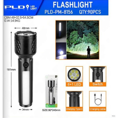 Фонарь ручной аккум. PLD-PM-8156, 6+1LED, type-c Фонарь ручной аккум. PLD-PM-8156, 6+1LED, type-c