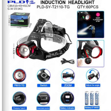 Фонарь налобный, аккум. PLD-SY-2210TG ZOOM, type-c, power bank 3x18650, инд. батареи