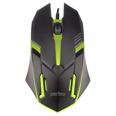 Мышь проводная Perfeo "GRAF", 3 кн, USB, чёрн, GAME DESIGN, 7 цв. подсветка, 1000 DPI /100