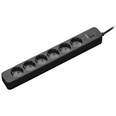 Cетевой фильтр Perfeo "POWER STREAM", 2500W, 1,5м, 6 розеток, черный /30