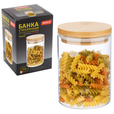 Стеклянная банка для сыпучих продуктов с крышкой BAMBU, объем: 0,6 л Mallony
