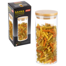 Стеклянная банка для сыпучих продуктов с крышкой BAMBU, объем: 1,3 л Mallony Стеклянная банка для сыпучих продуктов с крышкой BAMBU, объем: 1,3 л Mallony
