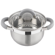 Кастрюля Felicità, объем 2 л, из нерж стали с крышкой из жаропрочного стекла, размер 16*10 см 1/6