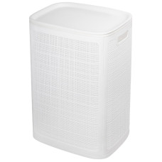 Корзина для белья плетеная «Лён», 75л, 430×321×600мм, (сборная), белая, АП 371