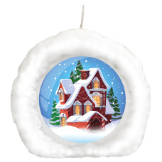 Свеча-барельеф снежок 78х70 мм "Зимний домик"