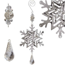 Металлическая подвеска "Новогодняя снежинка", 10,5х12 см, серебро