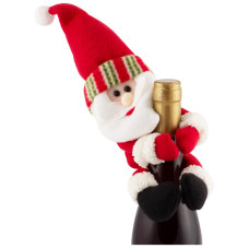 Украшение новогоднее из ткани Санта 065 на бутылку