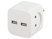 Разветвитель ЭРА SP-2-USB-W на 2 розетки + 2xUSB 2400mA, без заземл 10А (белый)