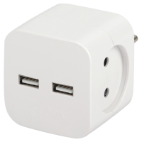 Разветвитель ЭРА SP-2-USB-W на 2 розетки + 2xUSB 2400mA, без заземл 10А (белый)