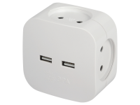 Разветвитель ЭРА SP-4-USB-W на 4 розетки + 2xUSB 2400mA, без заземл 10А (белый)