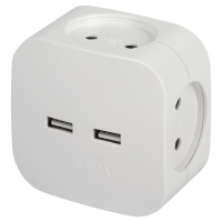 Разветвитель ЭРА SP-4-USB-W на 4 розетки + 2xUSB 2400mA, без заземл 10А (белый)