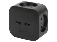 Разветвитель ЭРА SP-4-USB-B на 4 розетки + 2xUSB 2400mA, без заземл 10А (черный)