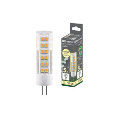 TDM Лампа светодиодная G4-5 Вт-AC/DC 12 В-3000 К, SMD, 16x57 мм /100