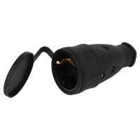 Розетка прямая ЭРА RX10-B-IP44 каучуковая c заземлением 16А IP44 черная /100 Розетка прямая ЭРА RX10-B-IP44 каучуковая c заземлением 16А IP44 черная /100