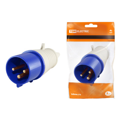 Вилка 013 2Р+РЕ 16А 220В IP44 TDM 10/100 ОТОЗВАН СЕРТИФИКАТ