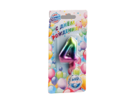 Свеча в торт "Акварель", цифра 4, 5,5 см