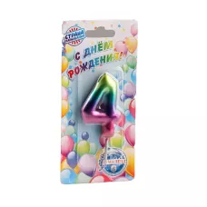 Свеча в торт "Акварель", цифра 4, 5,5 см