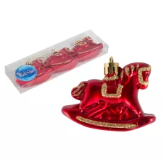 Набор елочных украшений "Лошадки" 3шт х 8см, материал: пластмасса, полиэстер, цвет красный