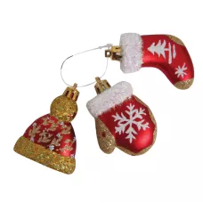 Набор елочных украшений "Новогодний" 3шт х 7см, материал: пластмасса, полиэстер, цвет: красный