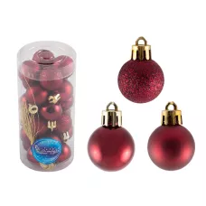 Набор шаров  24шт х 3см, материал: пластмасса, полиэстер, цвет: винно-красный