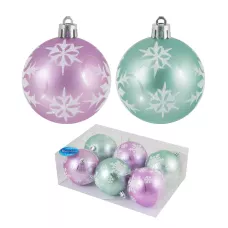 Набор шаров  6шт х 8см, материал: пластмасса, полиэстер, цвет: мятный - розовый