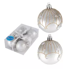 Набор шаров "Блеск"  6шт х 6см, материал: пластмасса, полиэстер, цвет: золото-серебрянный