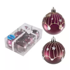 Набор шаров "Блеск"  6шт х 6см, материал: пластмасса, полиэстер, цвет: сиреневый